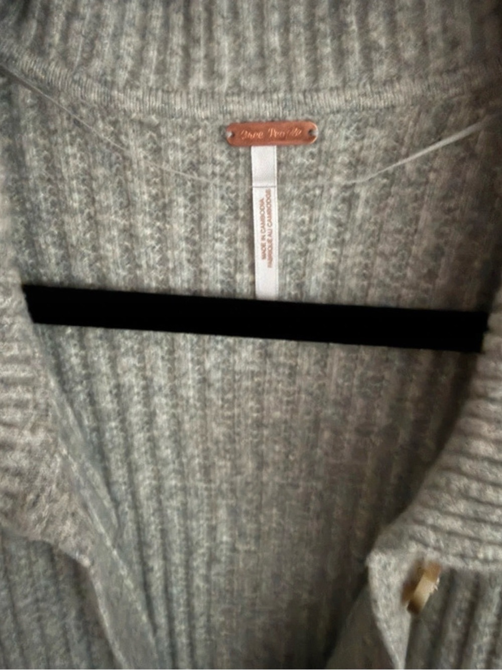 Free People Gray Sandstone Ribbed Button-Front Cardigan - Picture 4 of 8